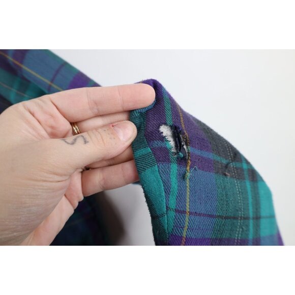 Vintage 90s Streetwear Mens Large Distressed Quilted Flannel Button Shirt Jacket - Picture 5 of 16